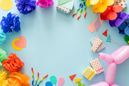 Birthday concept - celebration attributes on blight background, a Holiday Photo by NaumenkoOS