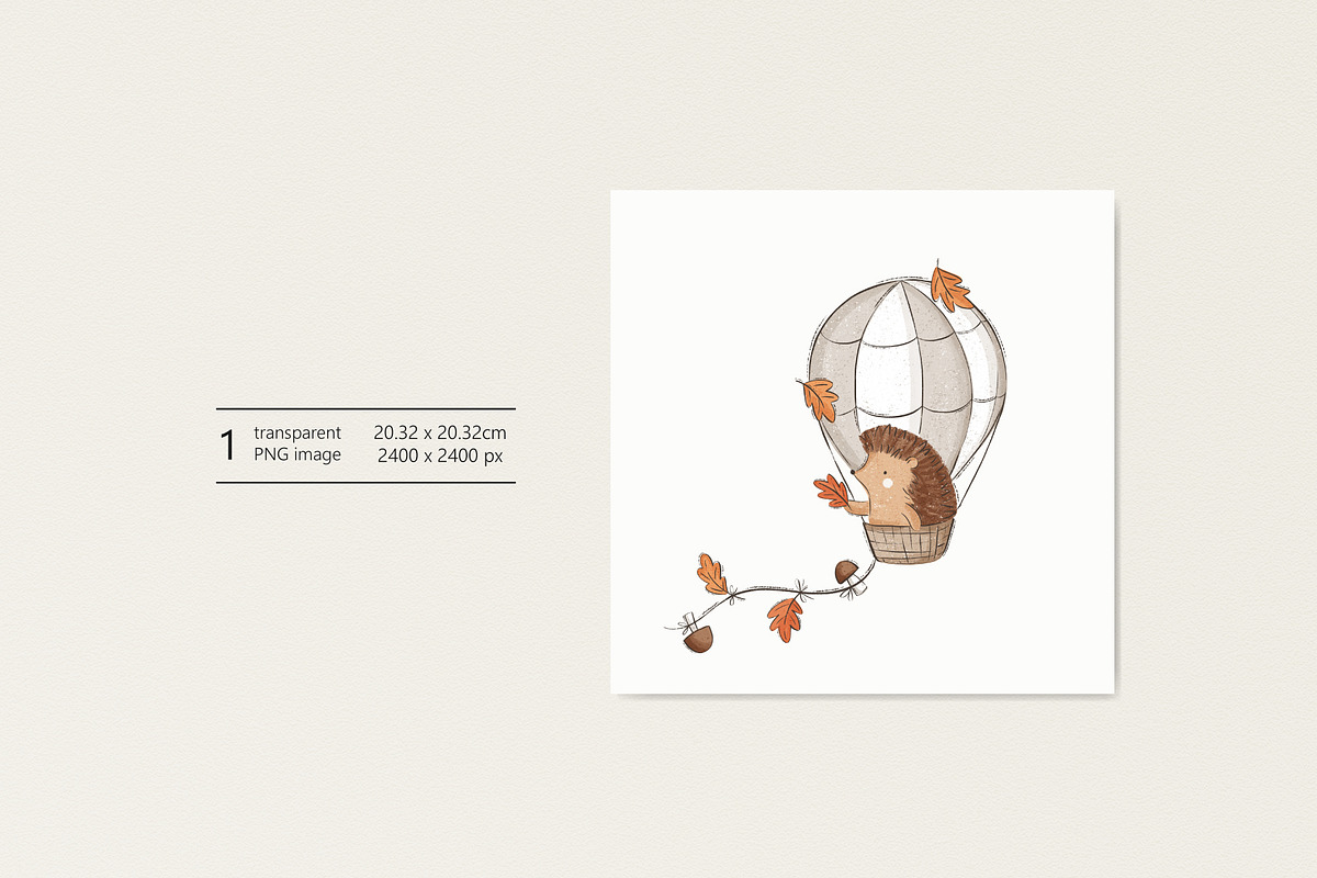 Hedgehog and air balloon, a Pattern Graphic by Olena Kuznietsova (Photo 3 of 10)