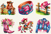 Pink Western Cow Girl Clipart, an Illustration by OK Design (Thumbnail 4 of 5)