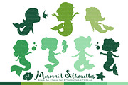 Shades of Green Mermaid Clipart, an Illustration by Amanda Ilkov (Thumbnail 1 of 3)