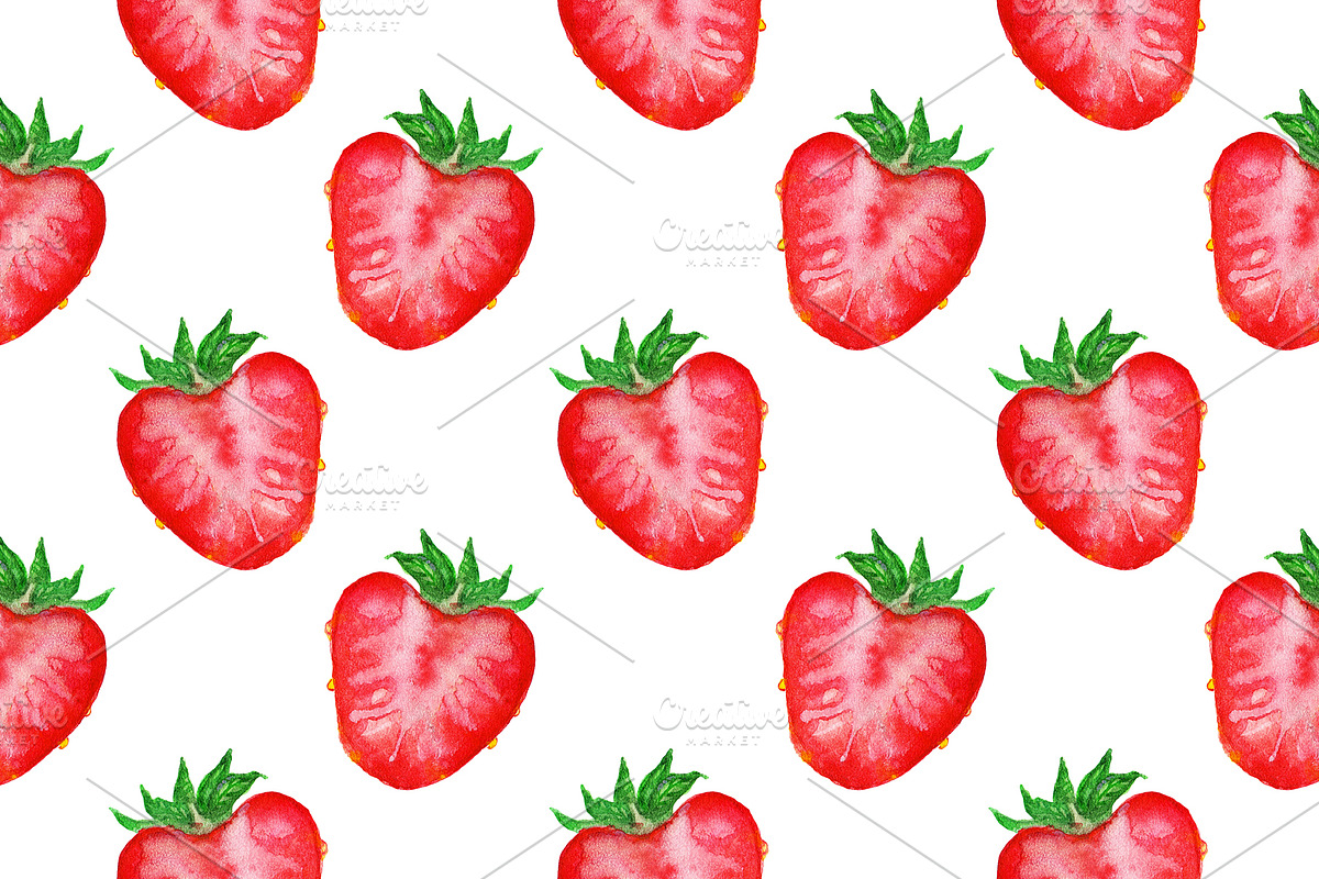 Strawberry seamless pattern texture, a Texture Graphic by Art By Silmairel (Photo 1 of 2)