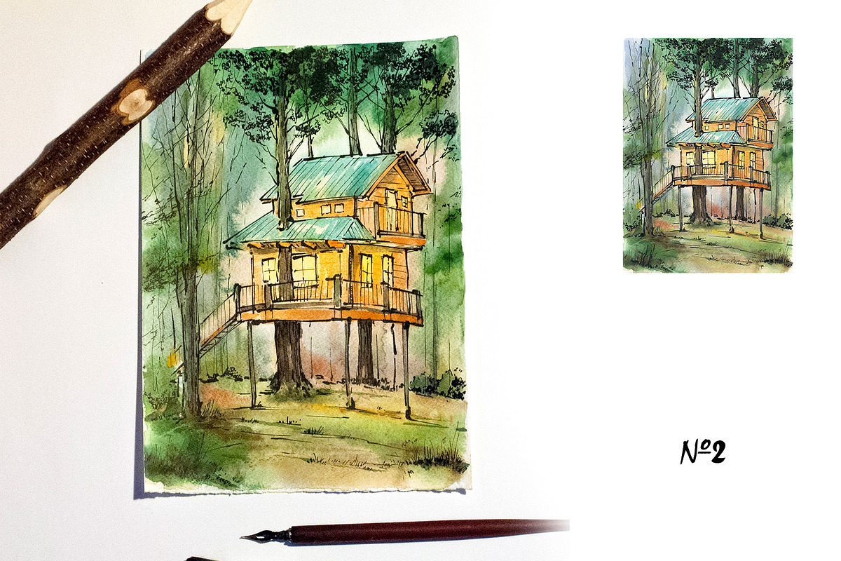 Houses in the nature, a Decorative Illustration by Ana Capree (Photo 2 of 7)