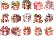 Vintage Pink Christmas Gifts Clipart, an Illustration by Designking (Thumbnail 2 of 5)