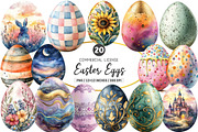 Easter Eggs Watercolor Clipart, an Illustration by SinaCreation (Thumbnail 1 of 5)