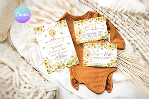 Honey Bee Baby Shower Stationery Set, a Templates & Theme by VeliusCreativeStudio