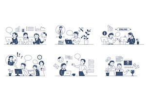 Support center workers. Online, a Finance Illustration by LadadikArt
