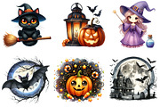 Watercolor Cute Halloween Clipart, an Illustration by CreationArt (Thumbnail 3 of 6)