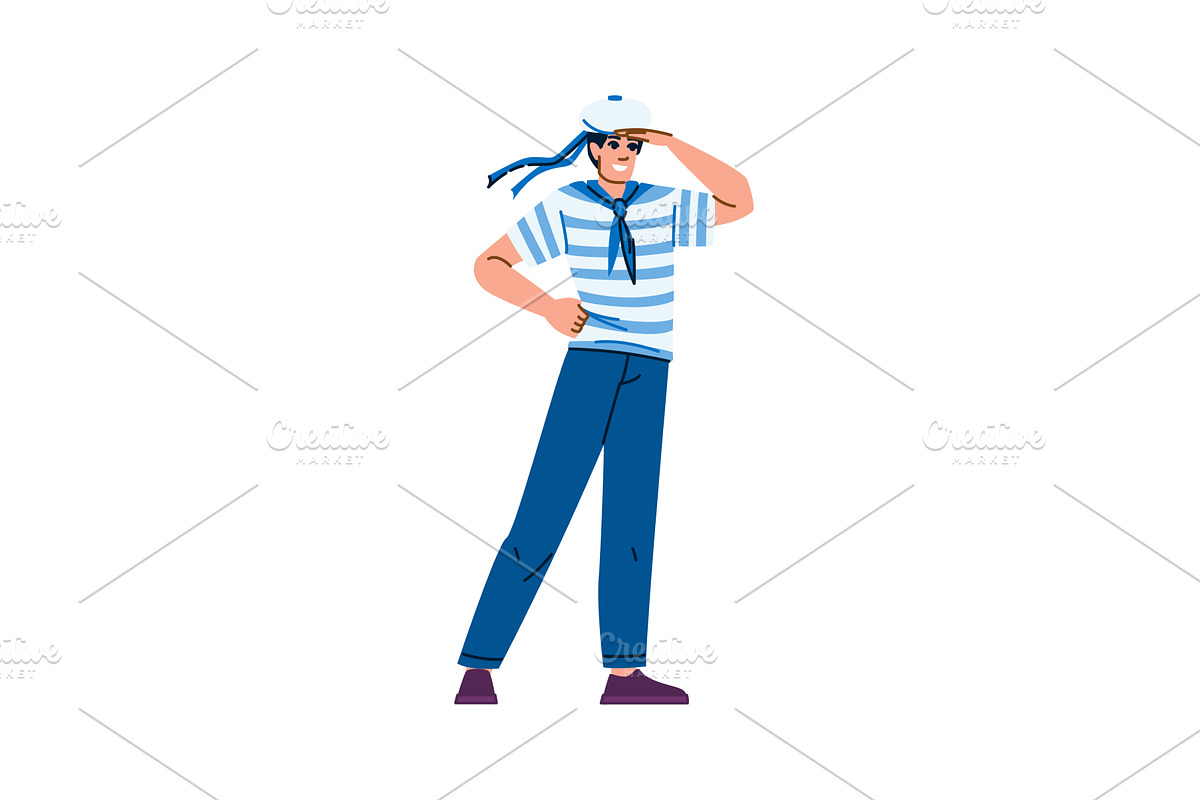 Sailor looking at distance and, a Transportation Illustration by pikepicture