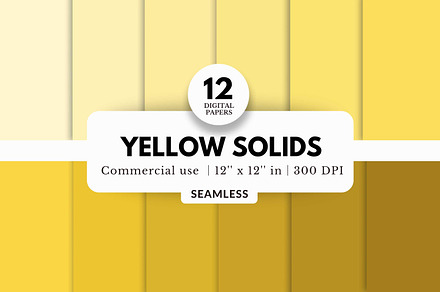12 Yellow Solids Digital Papers