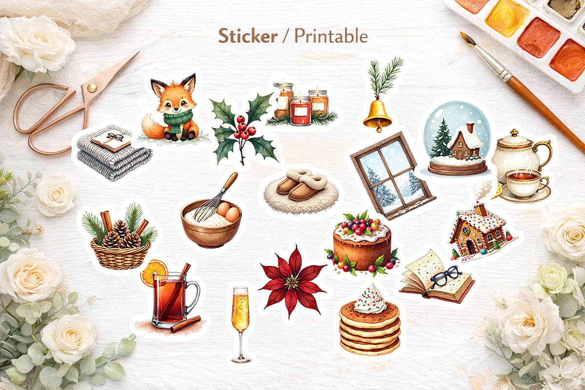 Cozy Christmas Watercolor Clipart, an Illustration by Artnoy (Photo 5 of 8)