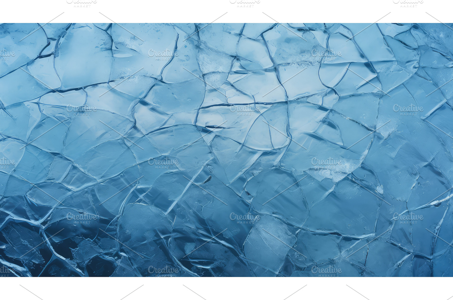 reflection cracked ice lake ai, a Transportation Photo by pikepicture