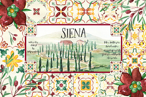 Italy Tiles Wedding Watercolor Siena