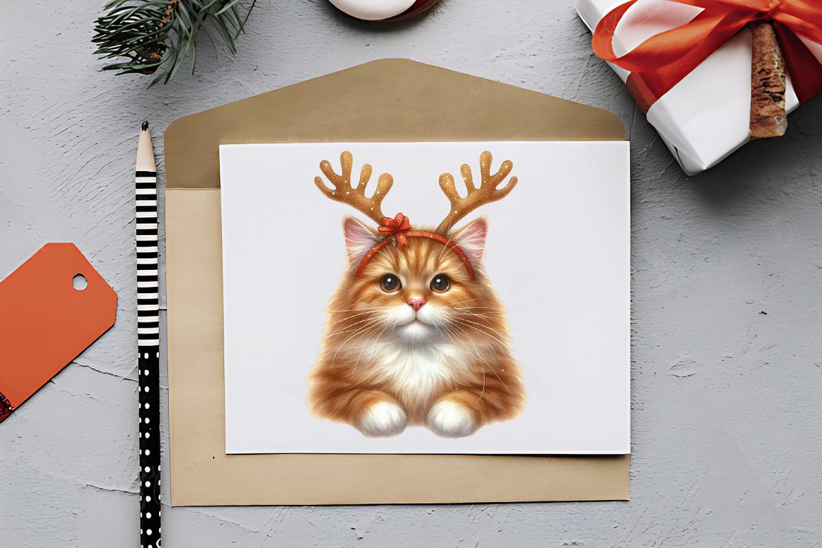 Christmas Cute Cat Sublimation Clipa, an Illustration by RobertsArt (Photo 5 of 7)