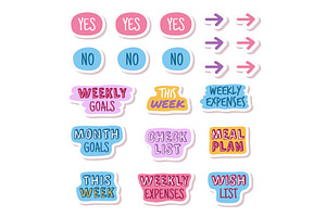 Diary Stickers. Check And With List