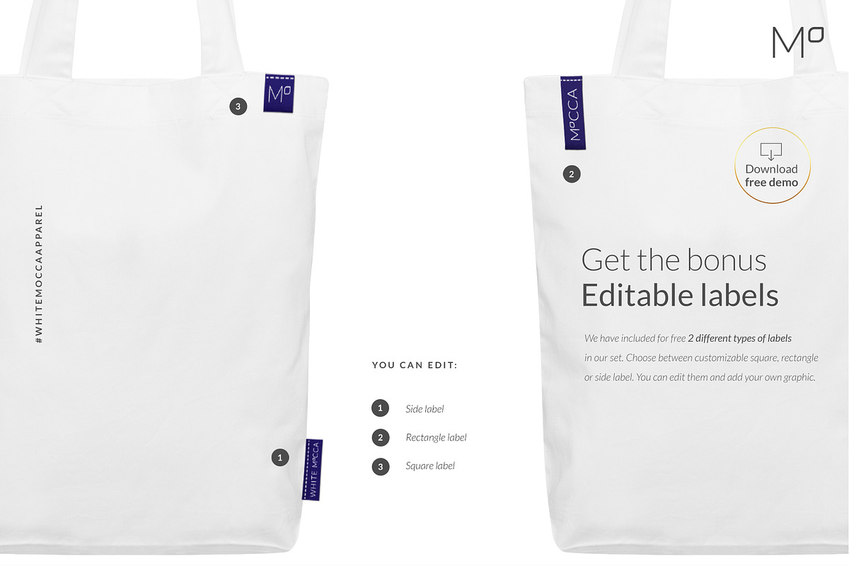 Canvas Tote Bag Mock-ups Set DEMO, a Books & Magazine Mockup by Apparel_Mockups (Photo 3 of 3)