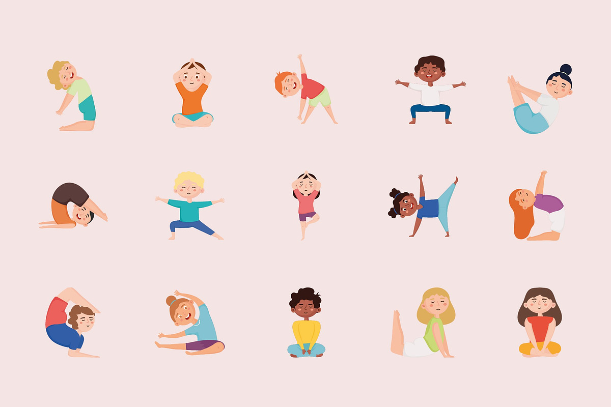 Children Meditating Illustration Set, a Person Illustration by studiogstock (Photo 1 of 3)