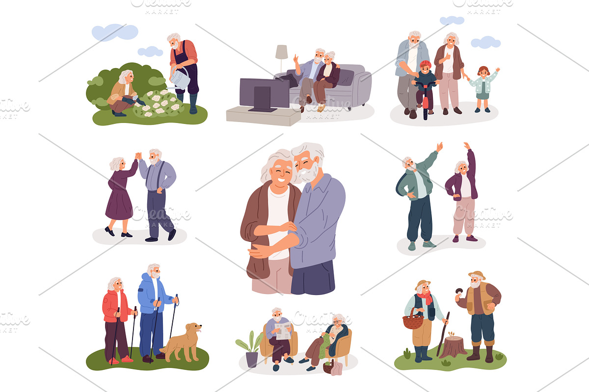Modern senior couples. Hobbies for, a Sport Illustration by Vectorbuum