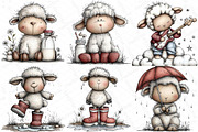 Funny Sheep - Whimsical Clipart, an Illustration by DreamPrint404 (Thumbnail 2 of 5)