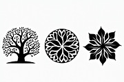 Decorative Tree Floral Tile Set, a Decorative Illustration by Artivon (Thumbnail 3 of 5)