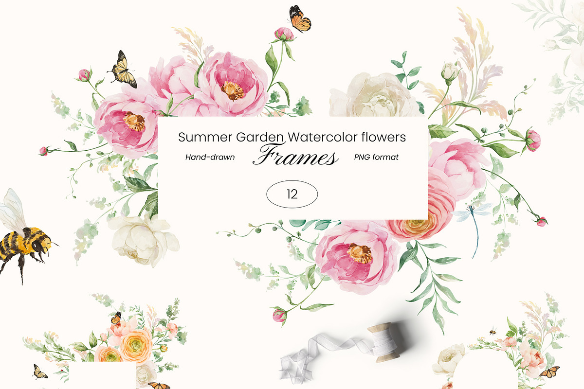 Summer Garden Watercolor flowers, a Seasonal Illustration by Yuliia Lashevska (Photo 9 of 13)