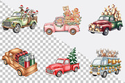 Christmas Trucks Clipart Bundle., an Illustration by SVGArt (Thumbnail 3 of 8)