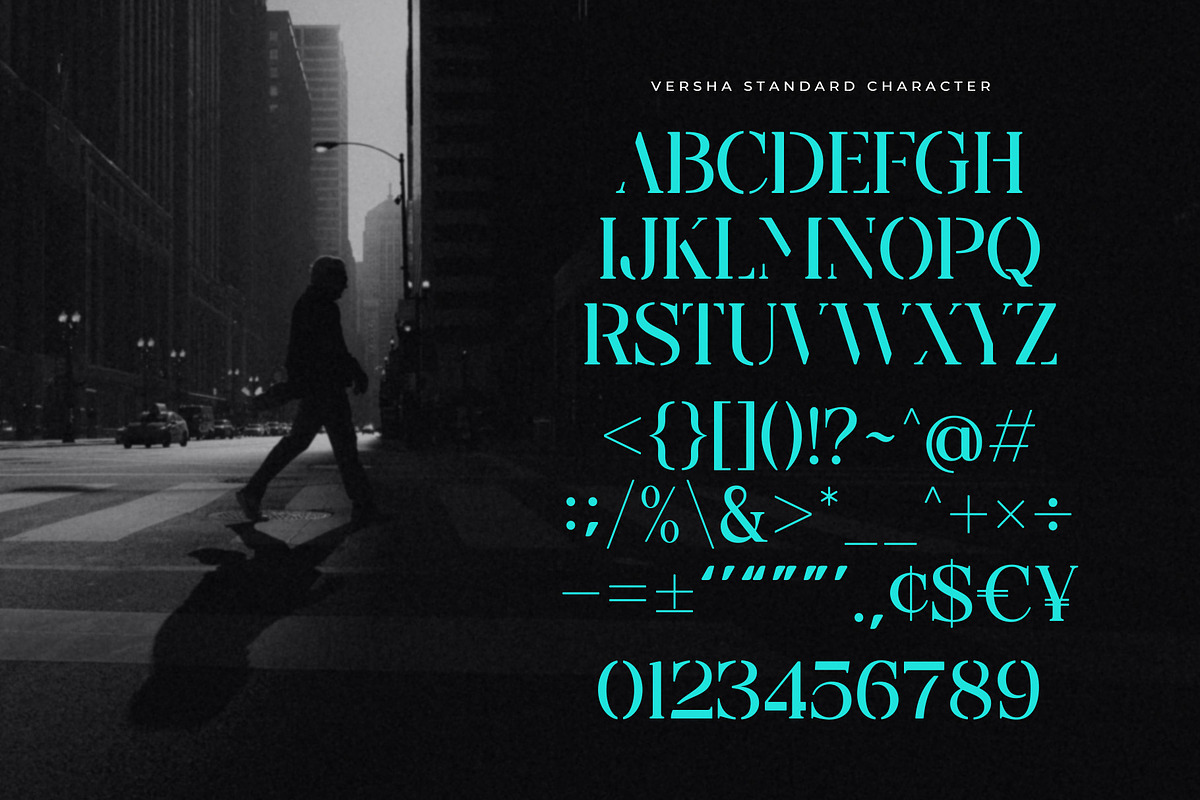 Versha - Stencil Serif Font, a Serif Font by Almeera Std (Photo 6 of 6)
