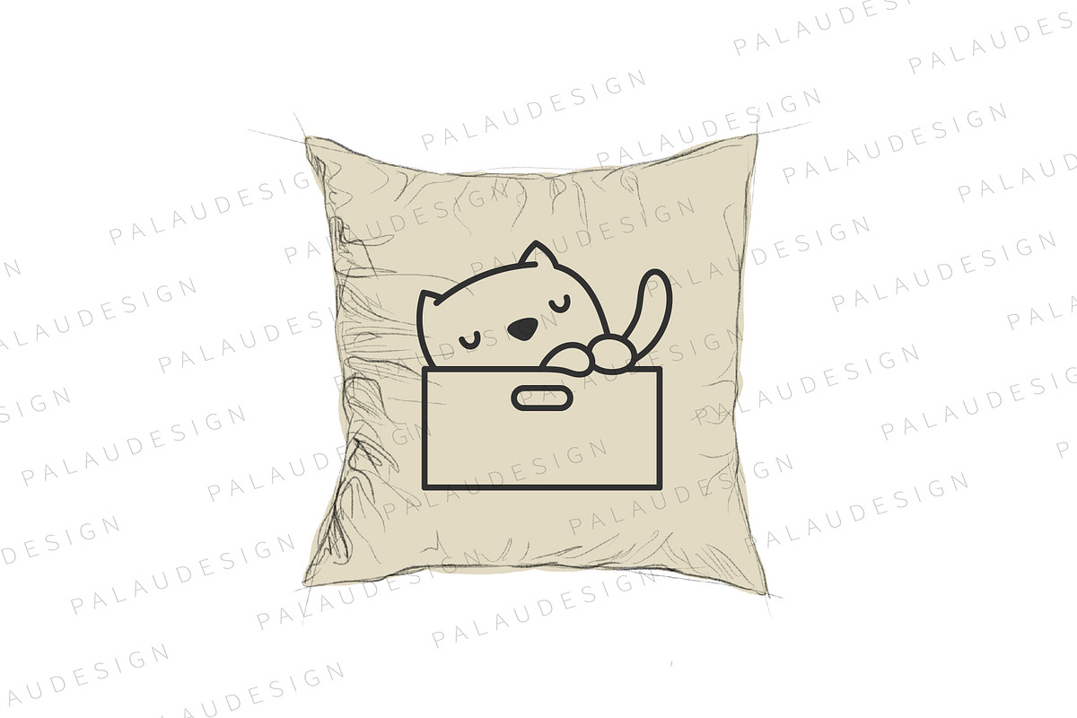 Cute Kawaii Cat Playing With Box, an Animal Illustration by Palau (Photo 5 of 12)