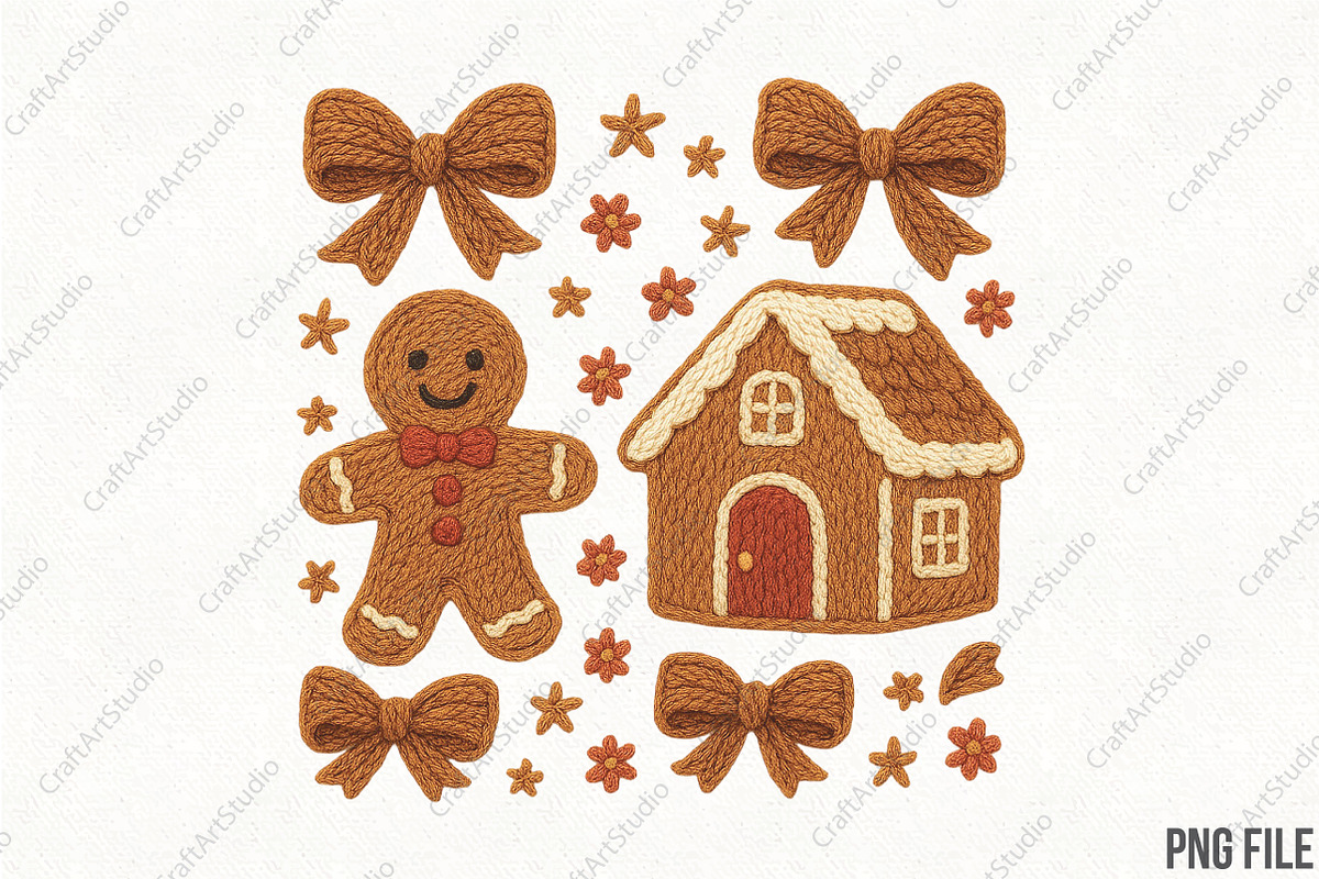 Gingerbread Christmas Coquette PNG, an Illustration by CraftArtStudio (Photo 1 of 4)
