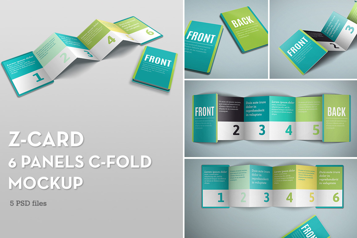 5x Z-Card Mock-up - 6 Panels C-Fold, a Print Template by carina.reis