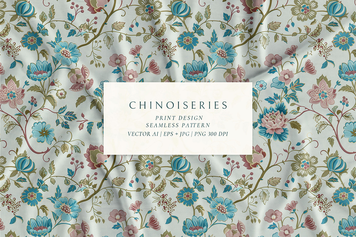 Chinoserie Floral Seamless Pattern, a Pattern Graphic by Olya Creative (Photo 1 of 11)