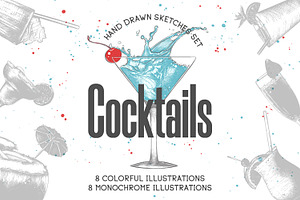 Hand drawn cocktails collection