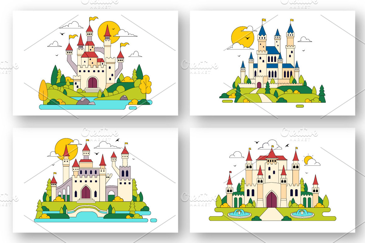 10 Castle Vector Illustration, a Decorative Illustration by denayunebgt (Photo 2 of 4)