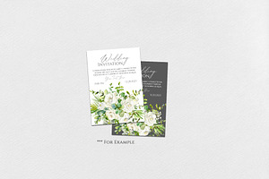 Watercolor White Flowers & Greenery