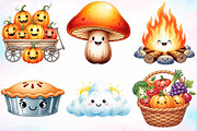 Watercolor Autumn Smiley Clipart PNG, a Seasonal Illustration by Canvas Craft (Thumbnail 4 of 9)