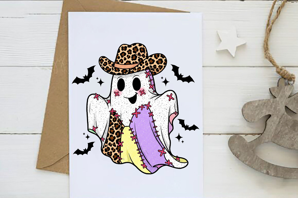 Patchwork Cowboy Ghost Halloween PNG, an Illustration by Dream Creation (Photo 2 of 5)