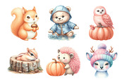 Autumn Clipart, Cute Animals, an Illustration by Daily.Designs (Thumbnail 2 of 5)