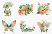 Spring Insects Garden Clipart, an Illustration by CreationArt (Thumbnail 3 of 6)