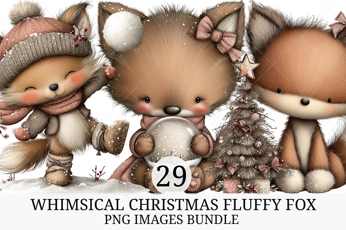 Whimsical Christmas Fluffy Fox PNG, an Illustration by Craft Nest (Photo 1 of 9)