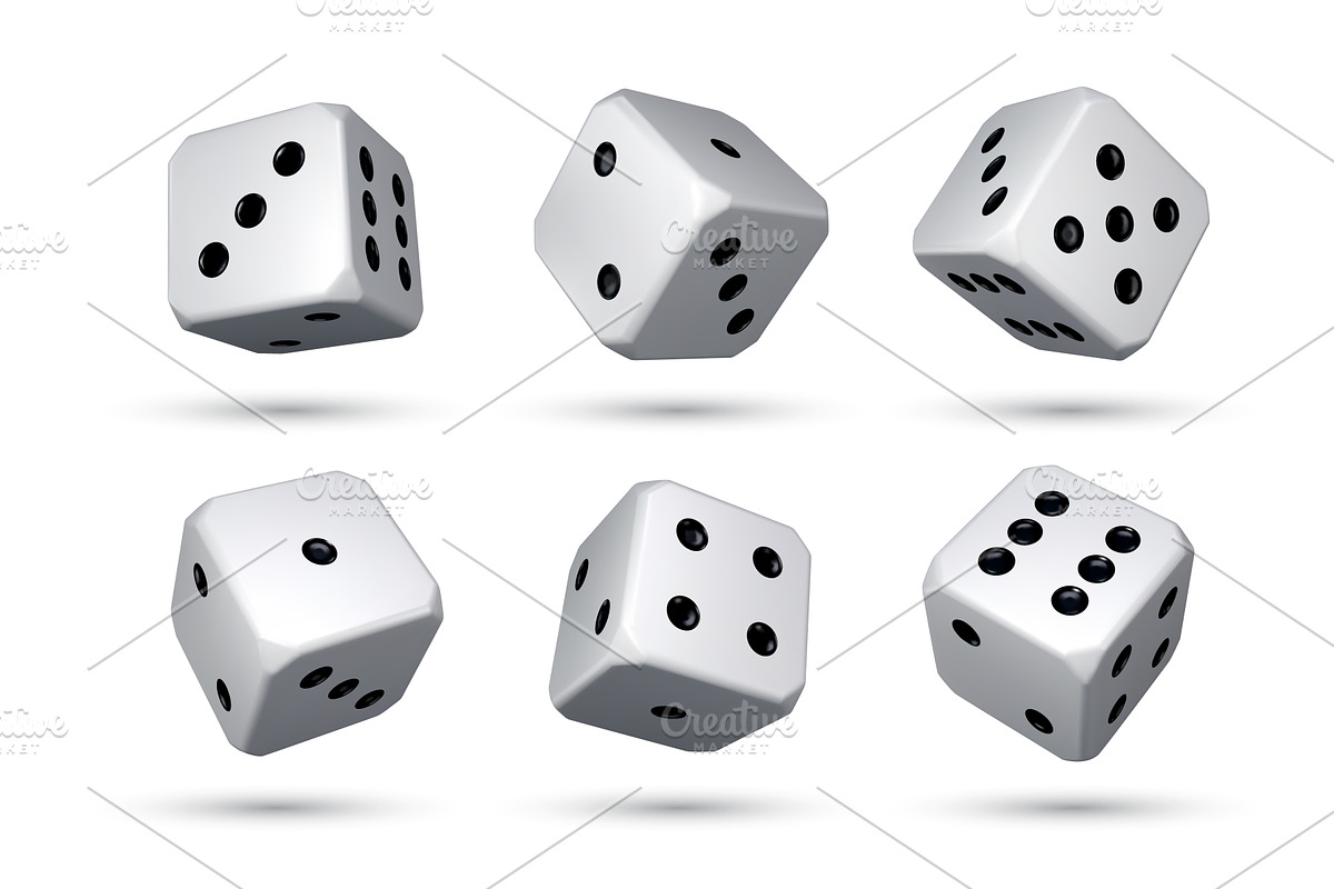 Realistic 3d dice set gambling cubes, an Object Illustration by Buch&Bee