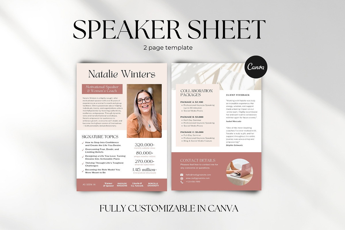 Speaker Sheet Template Canva