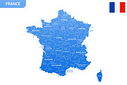 Detailed map of France, an Illustration by Vector Shop (Thumbnail 3 of 5)
