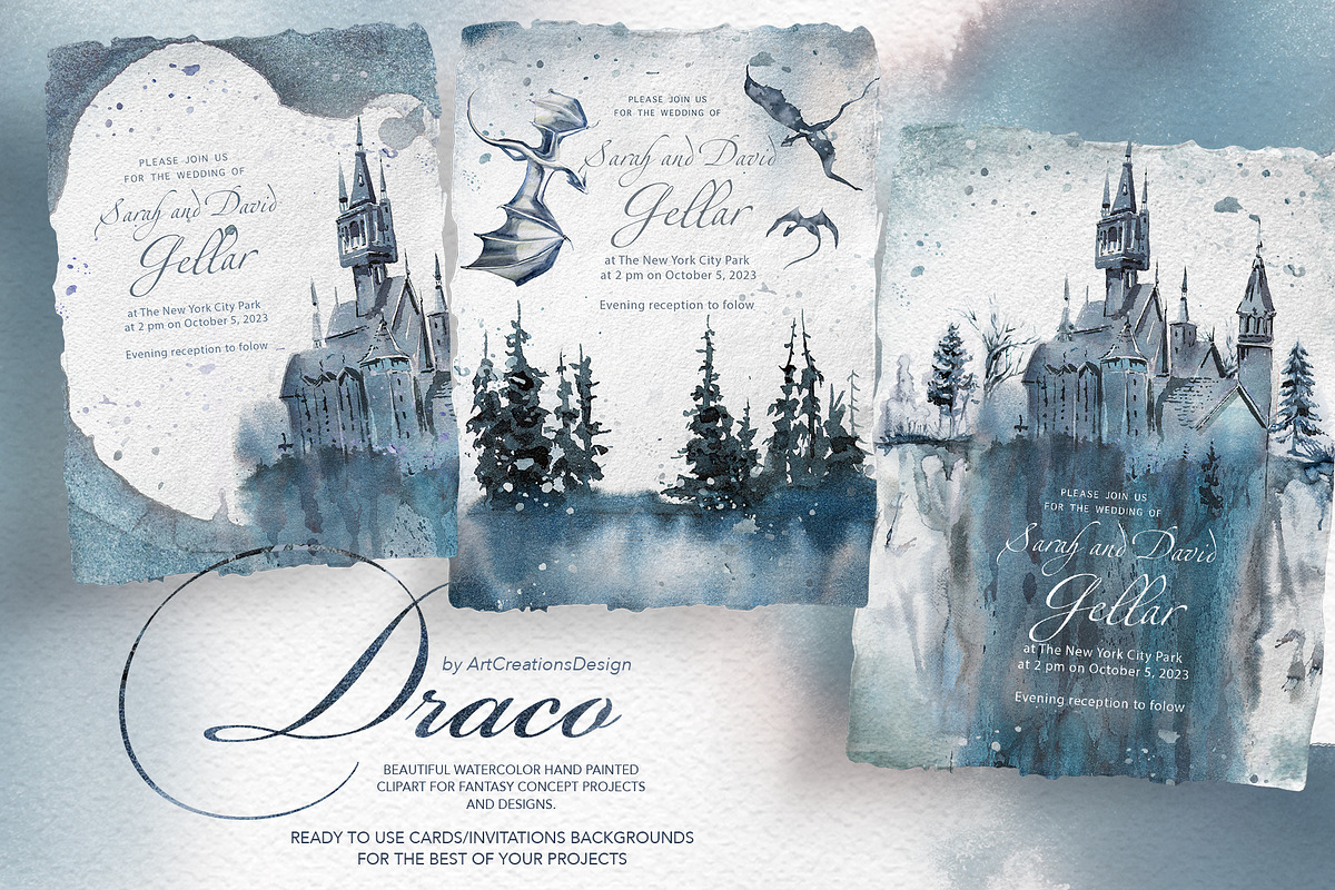 Hand Painted Draco Clipart Set, a Decorative Illustration by ArtCreationsDesign (Photo 12 of 13)