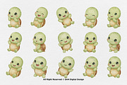 15 Bundle Watercolor Cute Turtle, an Animal Illustration by Morspective (Thumbnail 8 of 8)