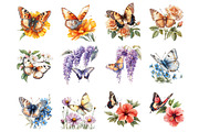 Butterfly Flowers Clipart, an Illustration by Design Market (Thumbnail 4 of 4)