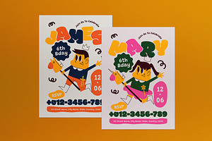 White Kids Birthday Invitation, an Invitation Template by graphicook
