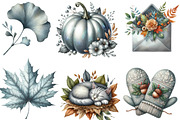 Watercolor Silver Autumn Clipart, an Illustration by Designking (Thumbnail 3 of 4)