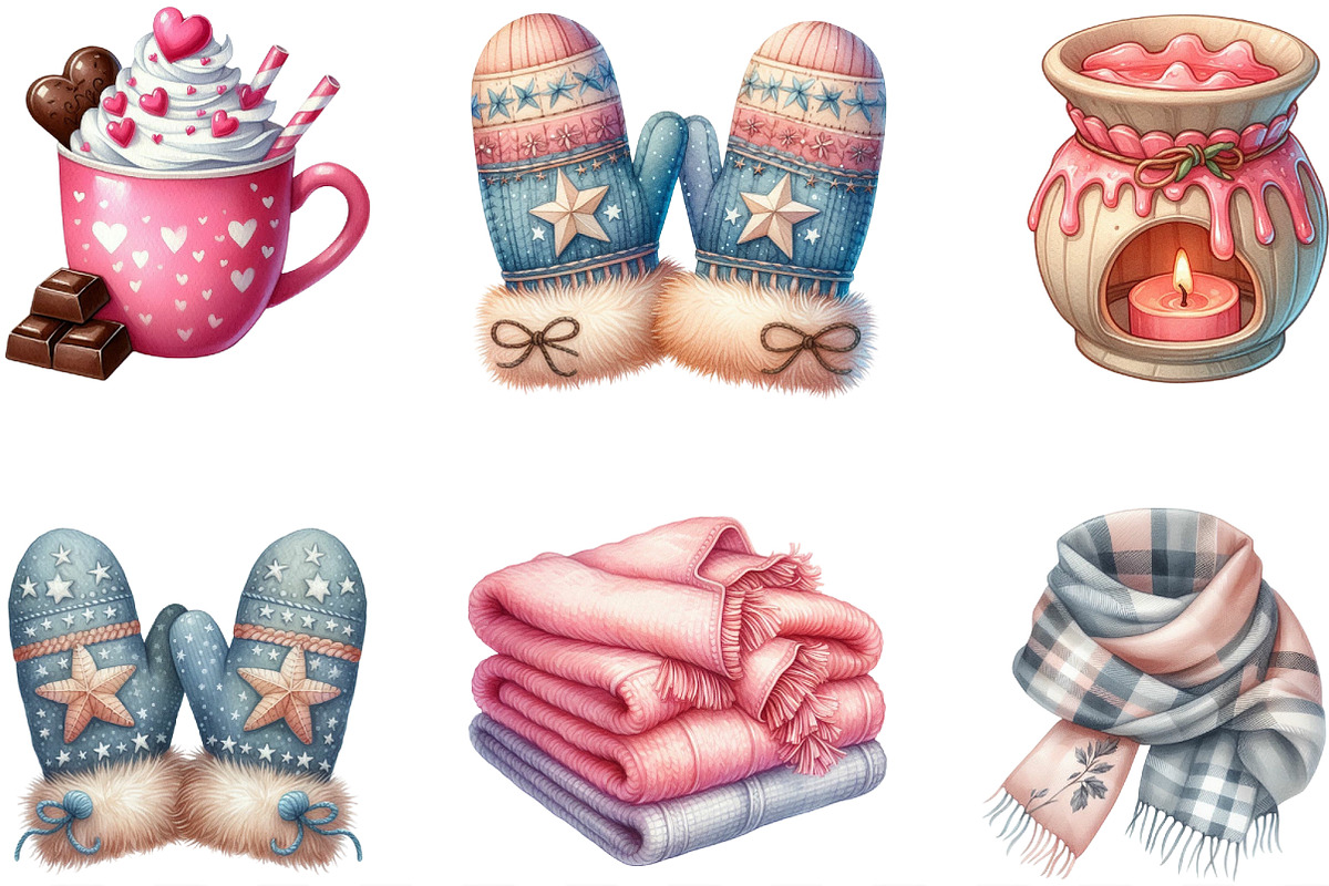 Watercolor Cozy Evening Clipart, an Illustration by Designking (Photo 3 of 4)