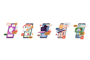 Online goods. Smartphones with, an Object Illustration by YummyBuum