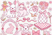 Coquette Easter Clipart | Hand Drawn, an Animal Illustration by TitaLivingArt (Thumbnail 2 of 12)