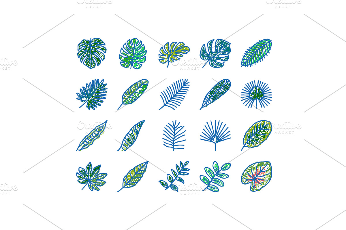 palm leaf summer plant green icons, an Object Illustration by pikepicture
